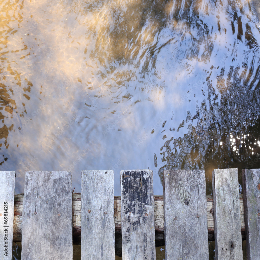 Fototapeta premium bridge wood plank above the river in nature