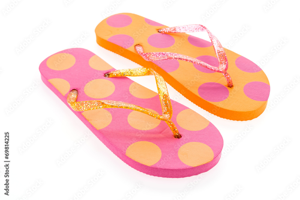 Fototapeta premium Flip flop fashion plastic shoes isolated on white background