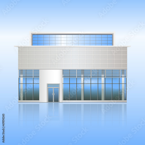office building and the entrance with reflection