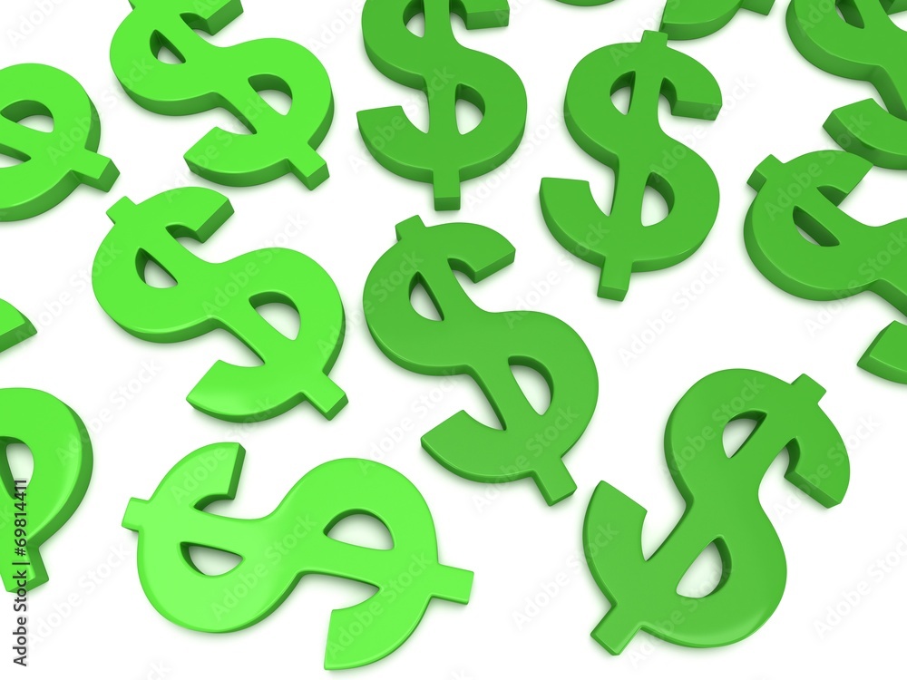 3D Dollar signs on white 3D Dollar signs on white