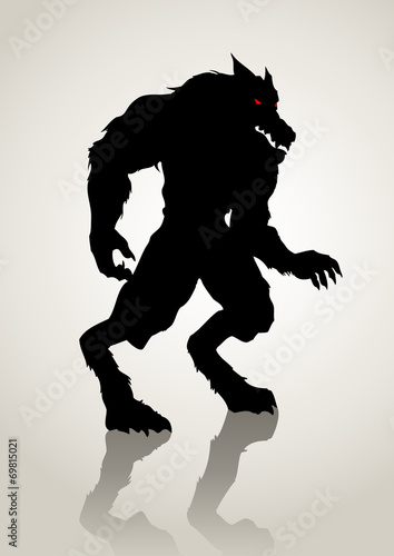 Silhouette illustration of a werewolf