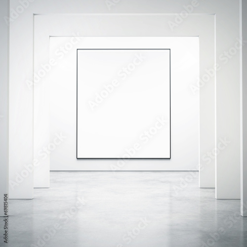 White interior with blank poster