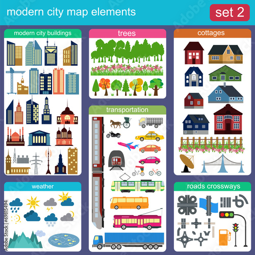 Modern city map elements for generating your own infographics, m