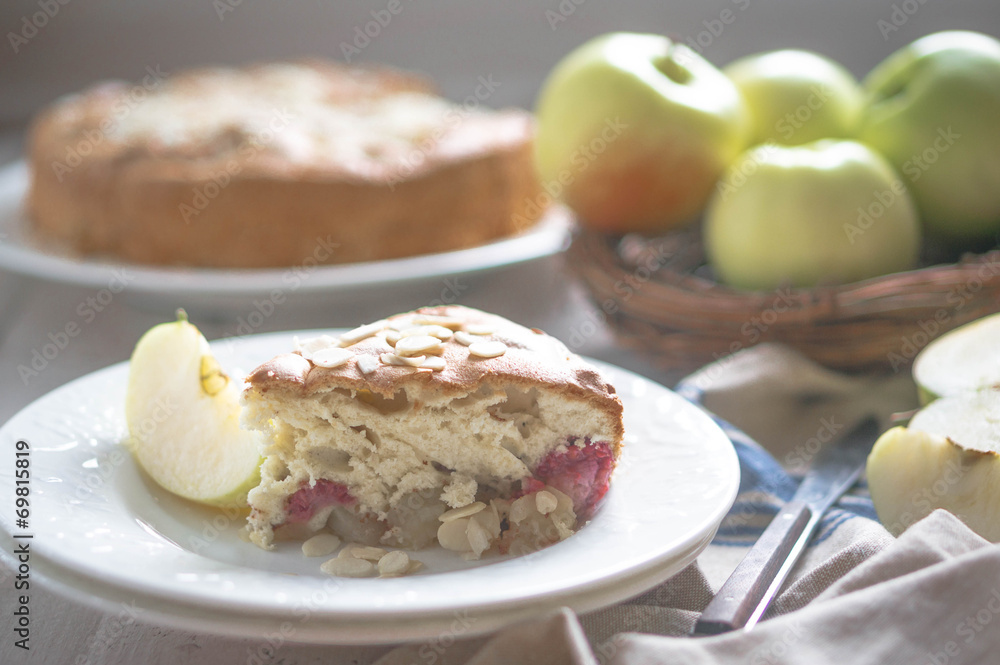 Apple pie on rustic wooden background Apple pie on rustic wooden background