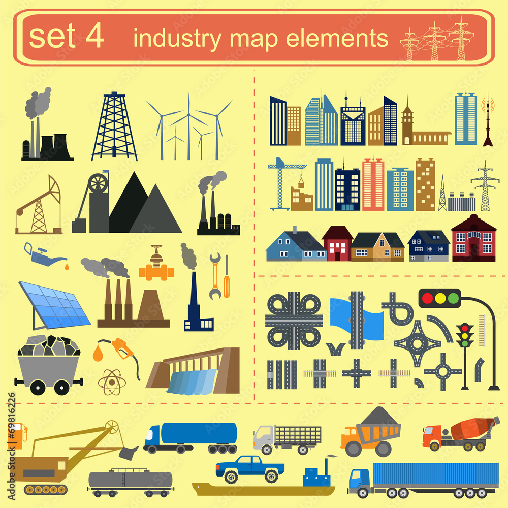 Fototapeta premium Industry map elements
