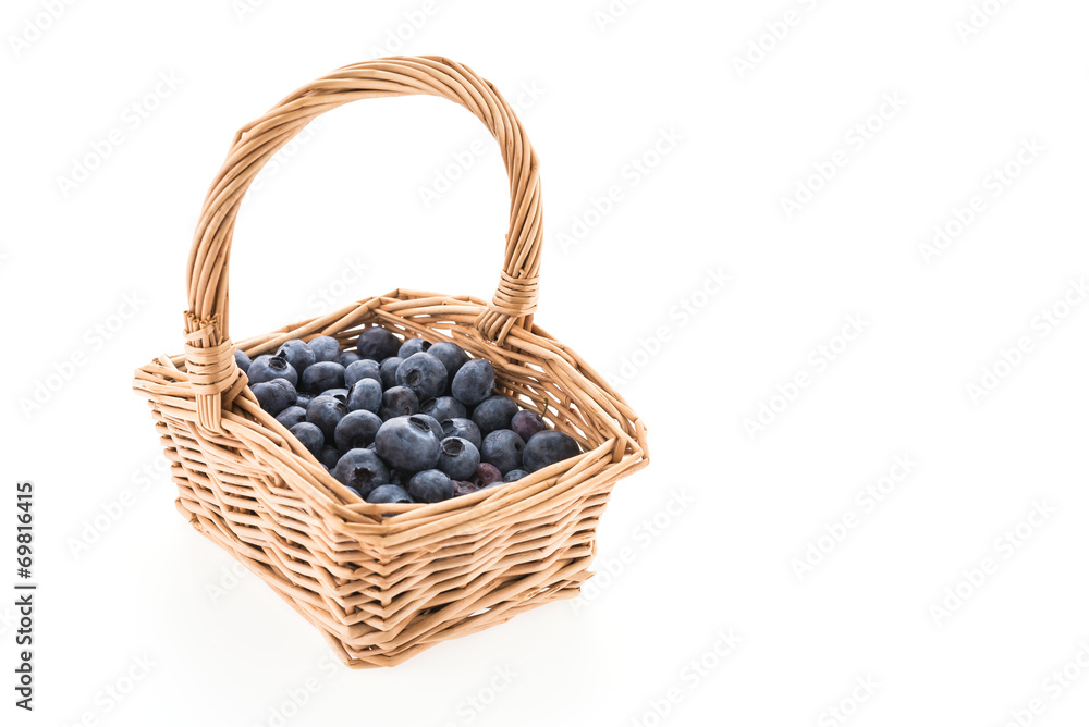 Blueberry basket isolated on white Blueberry basket isolated on white