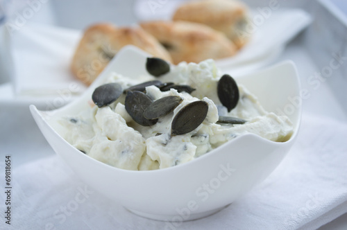 Fresh spread with puff pastry behind