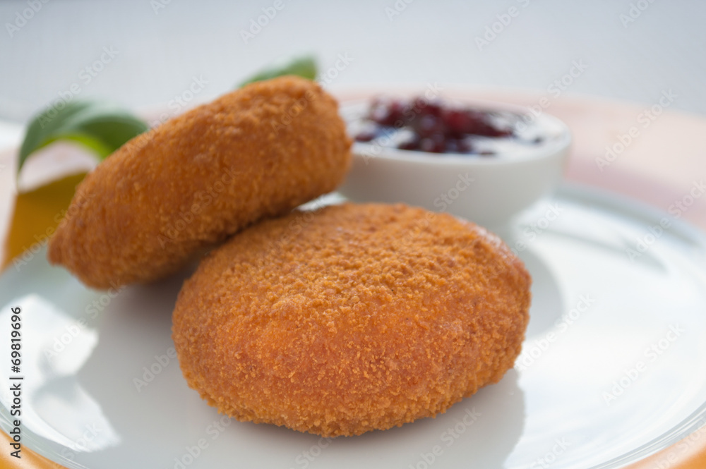 Fried camembert with dip Fried camembert with dip