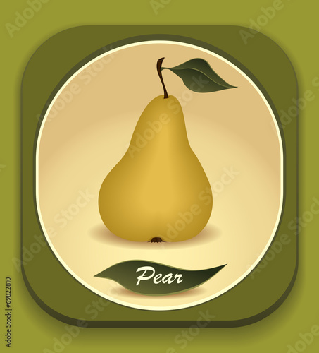 Button with  Yellow pear and  with leaf