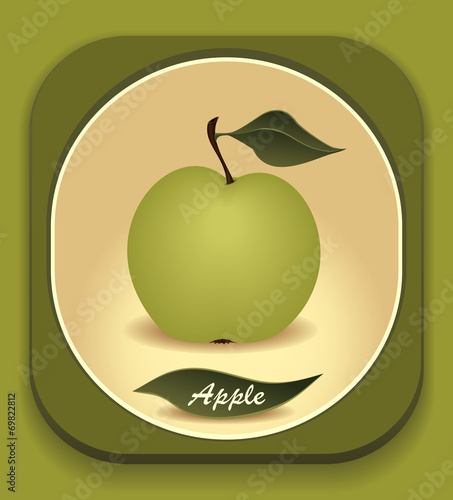 Button with  Green apple and  with leaf