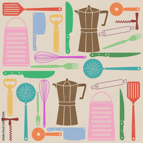 Seamless pattern of kitchen tools