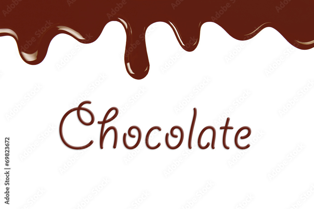 Melted chocolate dripping on white background Melted chocolate dripping on white background