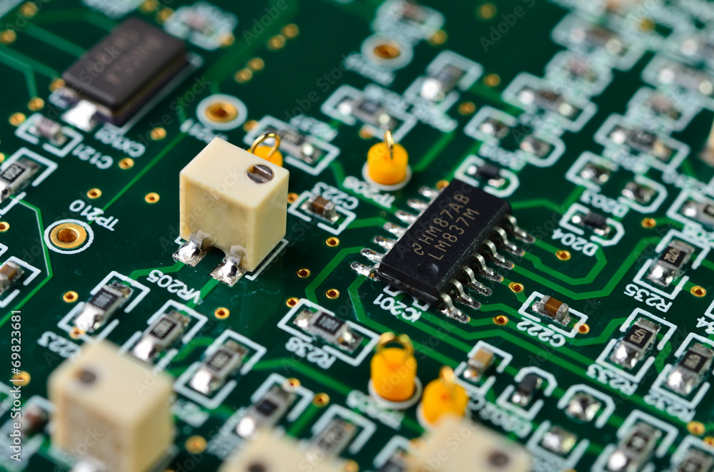 Detail of an electronic printed circuit board Detail of an electronic printed circuit board