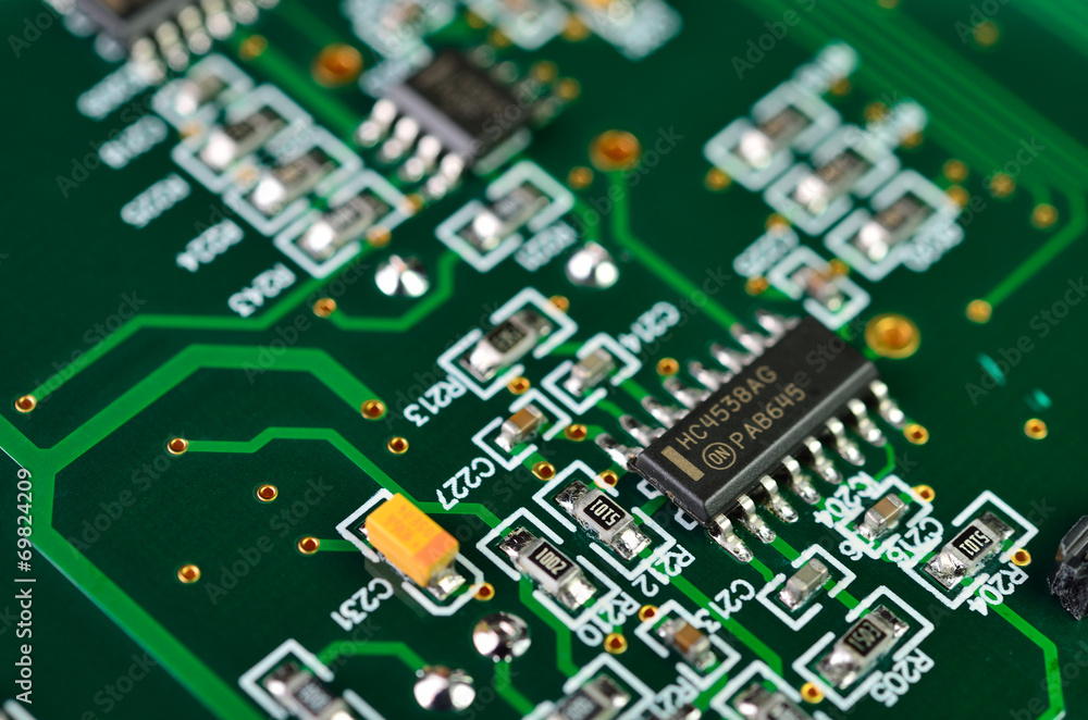 Detail of an electronic printed circuit board Detail of an electronic printed circuit board