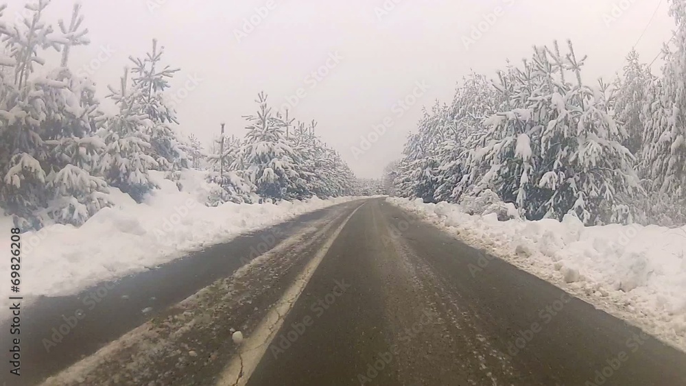 Winter Mountain Road Snow Driving - Stock Video Winter Mountain Road Snow Driving - Stock Video