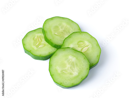 Fresh slice cucumber on white background