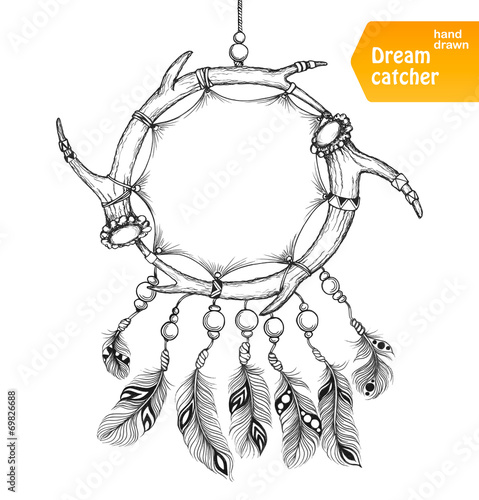 American Indian dream catcher with feathers