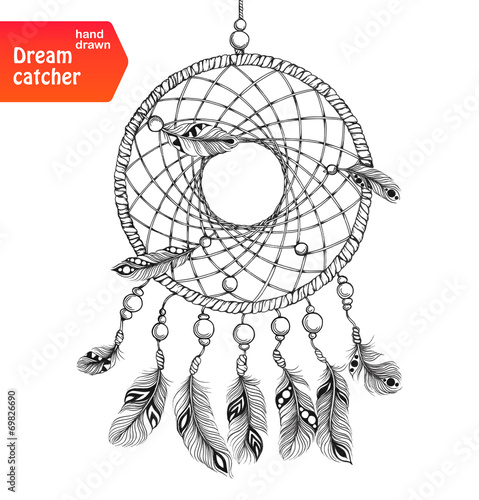 Native american dream catcher with feathers