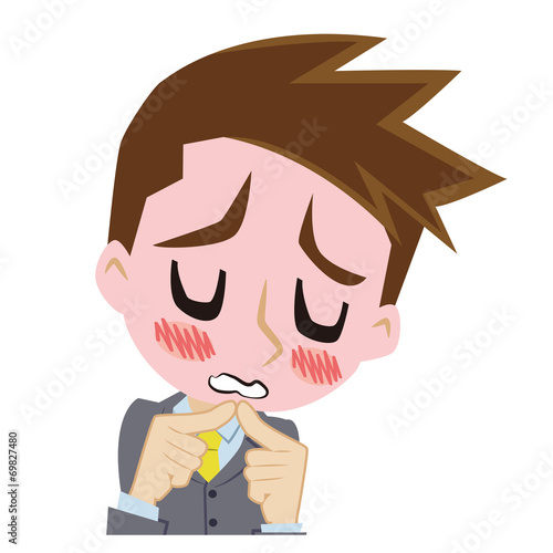 恥ずかしがる二頭身ビジネスマン