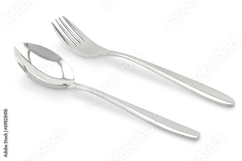 fork and spoon on white background isolated