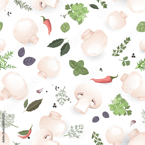 Seamless texture with edible mushroom