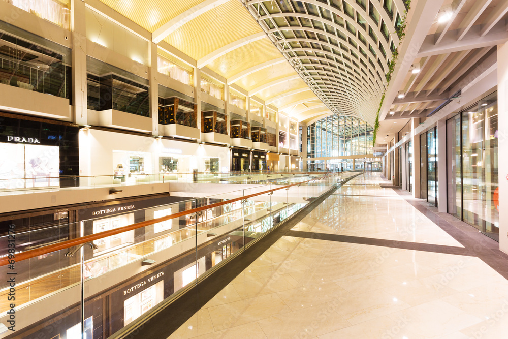 SINGAPORE - July 1: The Shoppes at Marina Bay Sands interior on