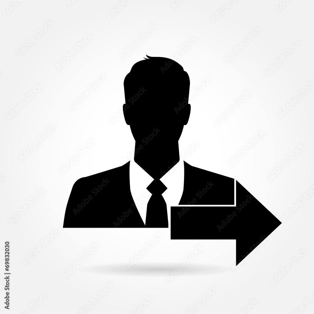 Businessman icon with arrow Businessman icon with arrow