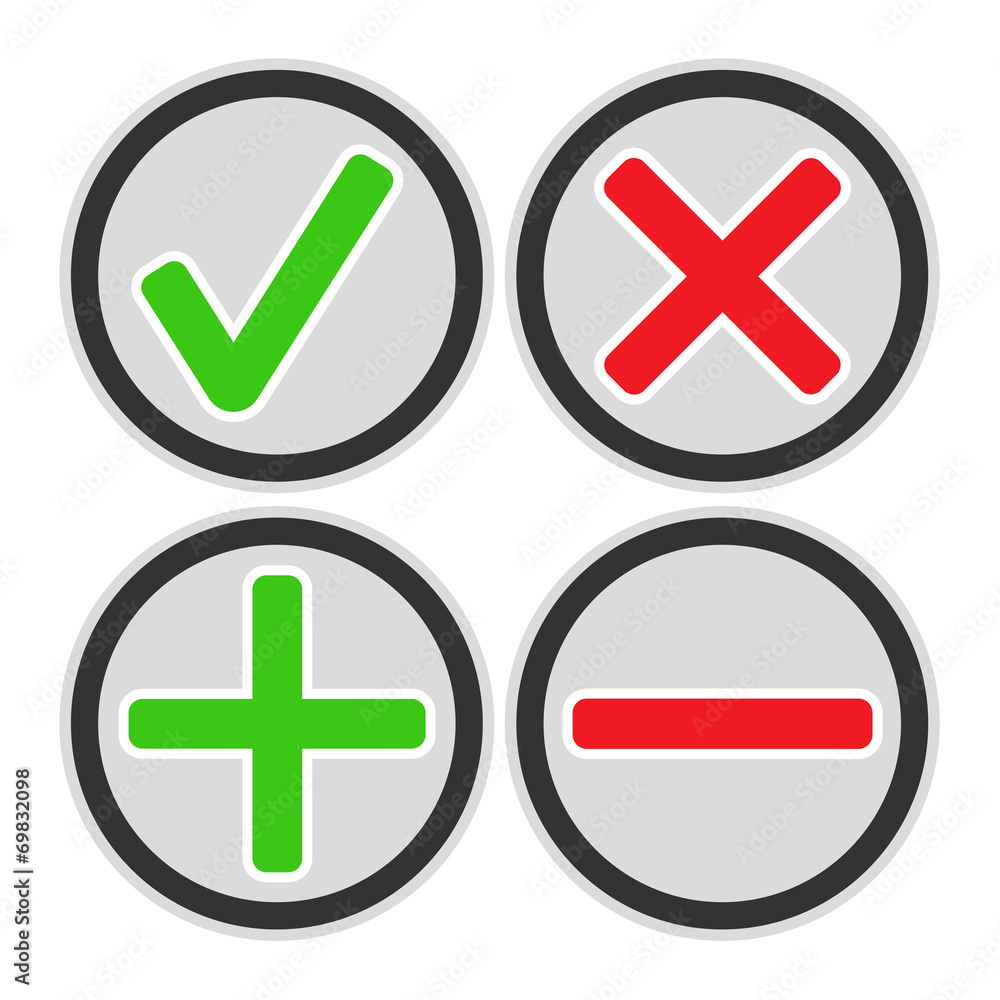 Add, delete, cross & check mark icons Add, delete, cross & check mark icons