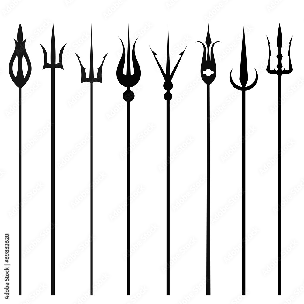Tridents set isolated on a white background. Vector illustration Tridents set isolated on a white background. Vector illustration