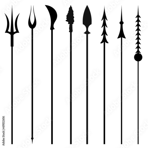 Set mines and tridents isolated on white background. Vector illu