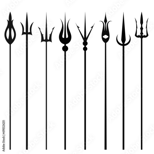 Tridents set isolated on a white background. Vector illustration