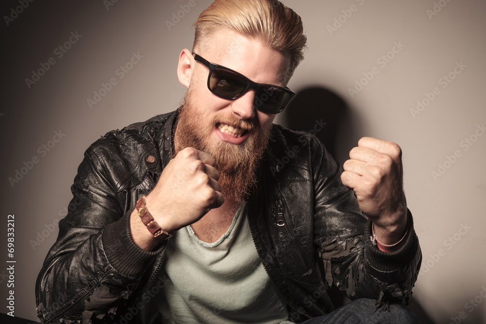 Fototapeta premium Angry young man challenging