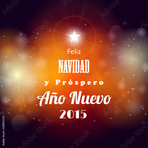 christmas and new year 2015 greeting card with abstract bokeh ba