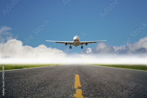 airplane is landing at airport