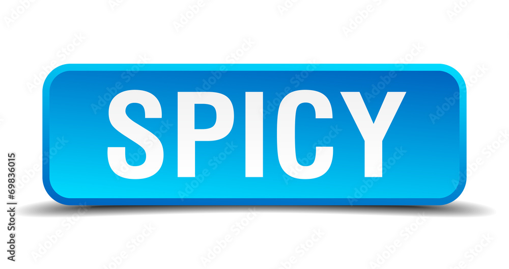 Spicy blue 3d realistic square isolated button Spicy blue 3d realistic square isolated button