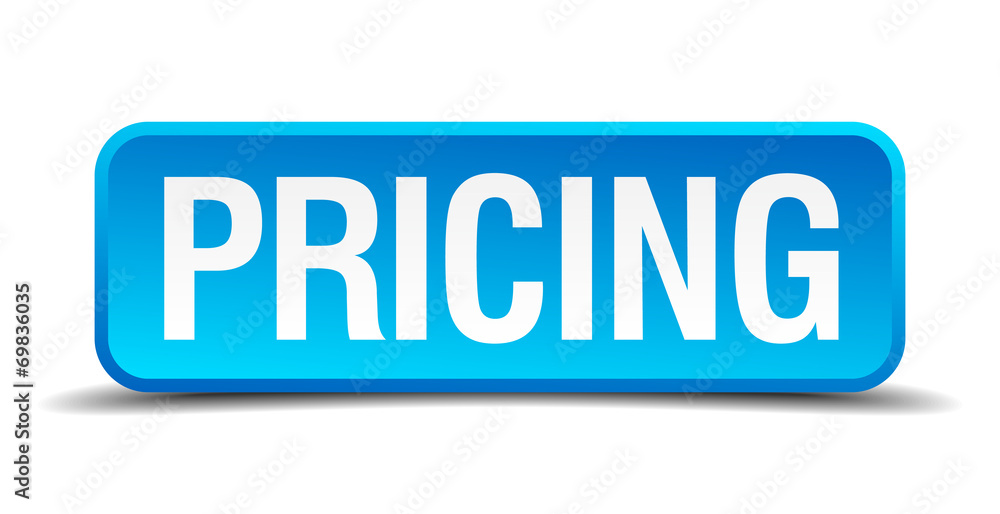 Pricing blue 3d realistic square isolated button Pricing blue 3d realistic square isolated button