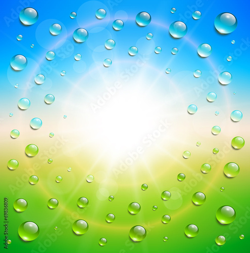 Wallpaper Mural Sunny background, with water drops Torontodigital.ca