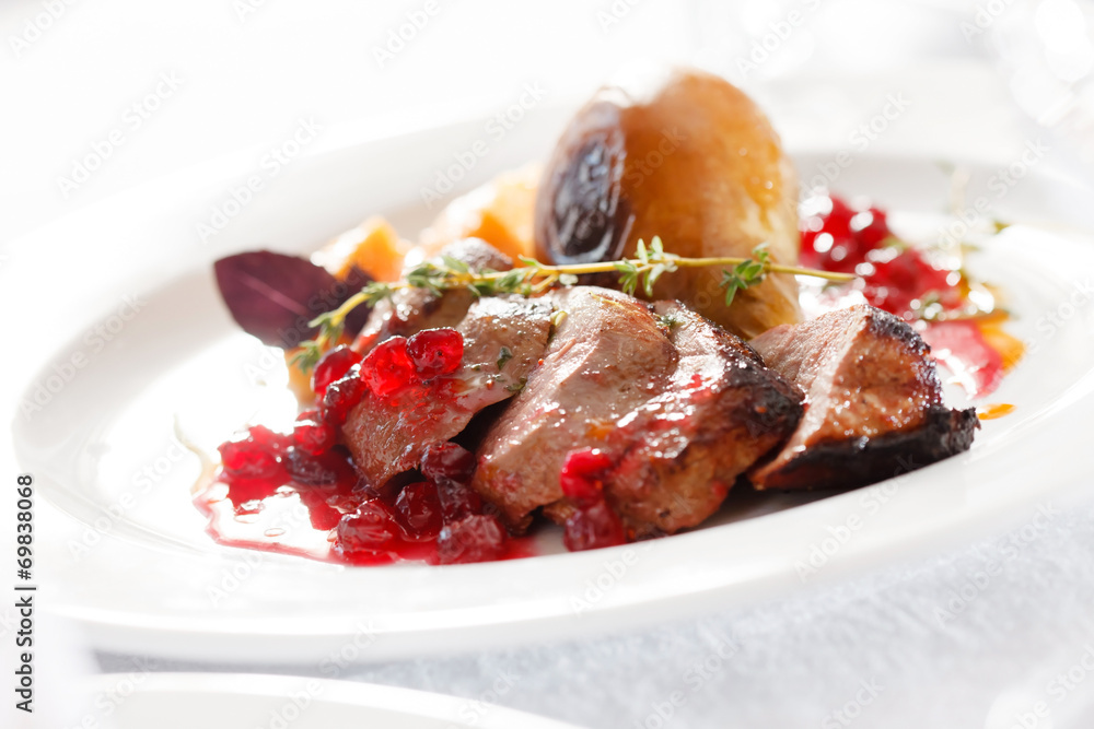 roasted duck with pear roasted duck with pear