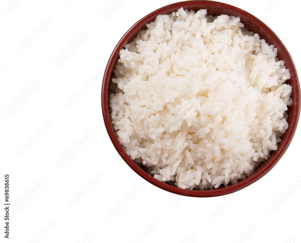 A bowl of rice over white background A bowl of rice over white background