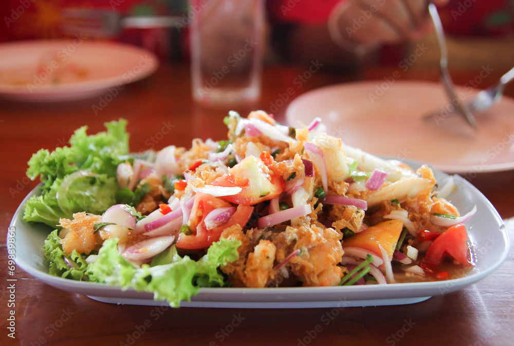 Thai style salad seafood on the table Thai style salad seafood on the table