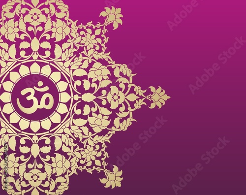 aum syllable, paisley floral design ,Hinduism, Rajasthan, India