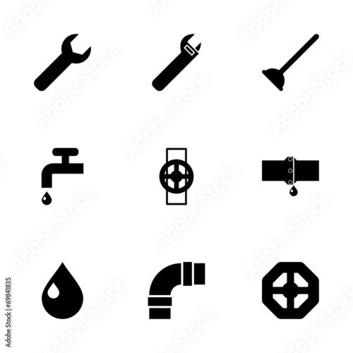 Vector black plumbing icons set
