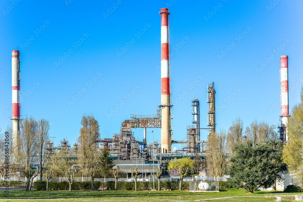 Oil refinery  unit in the countryside