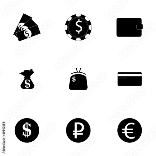 Wallpaper Mural Vector black money icons set Torontodigital.ca
