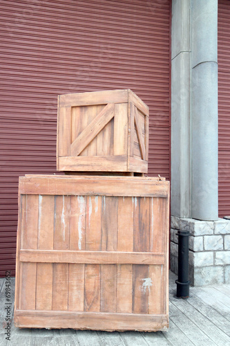 wooden crate on the floor