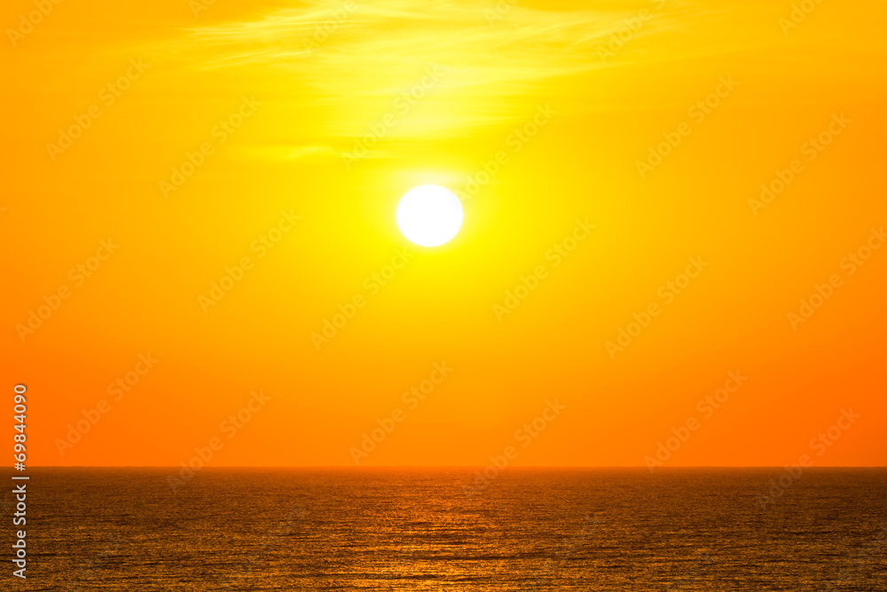 Orange Sunrise Sky Over The Sea