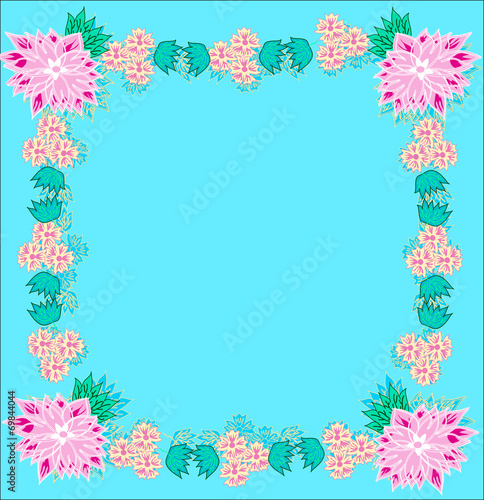Frame with exotic flowers. Vector.
