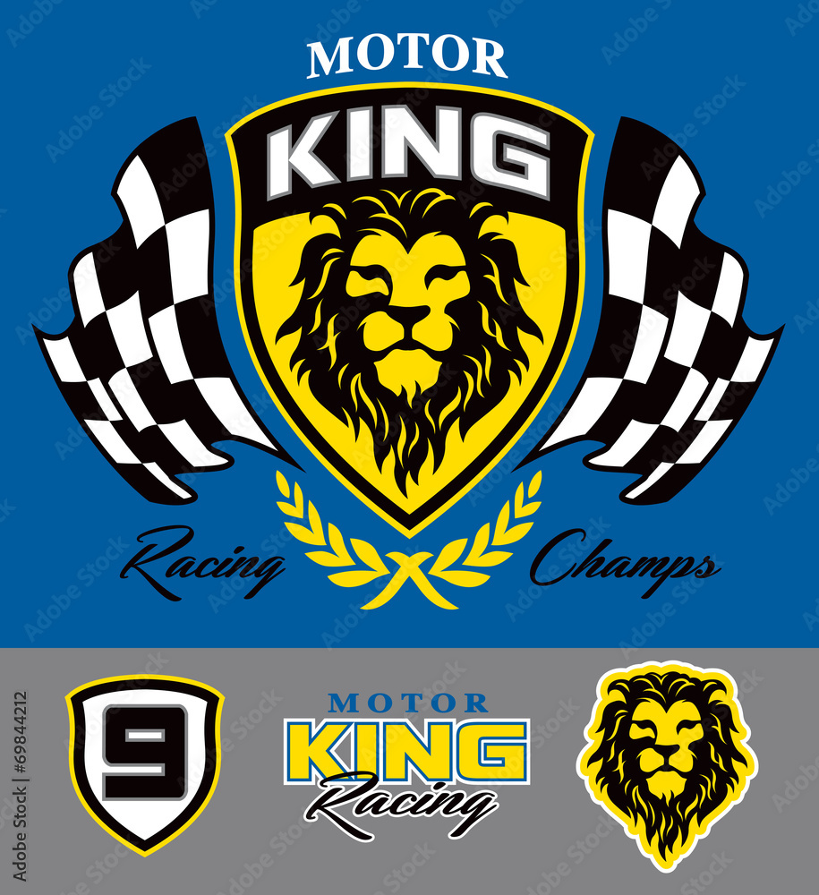 Fototapeta premium Motor lion racing graphic set