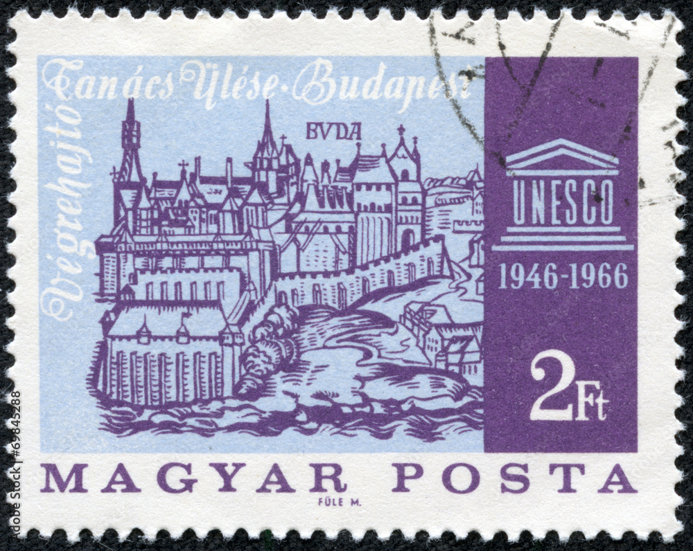 stamp printed in the Hungary shows Old View of Buda