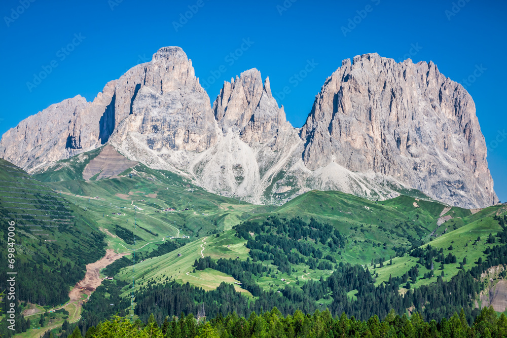 Fototapeta premium Sass Pordoi south face (2952 m) in Gruppo del Sella, Dolomites m
